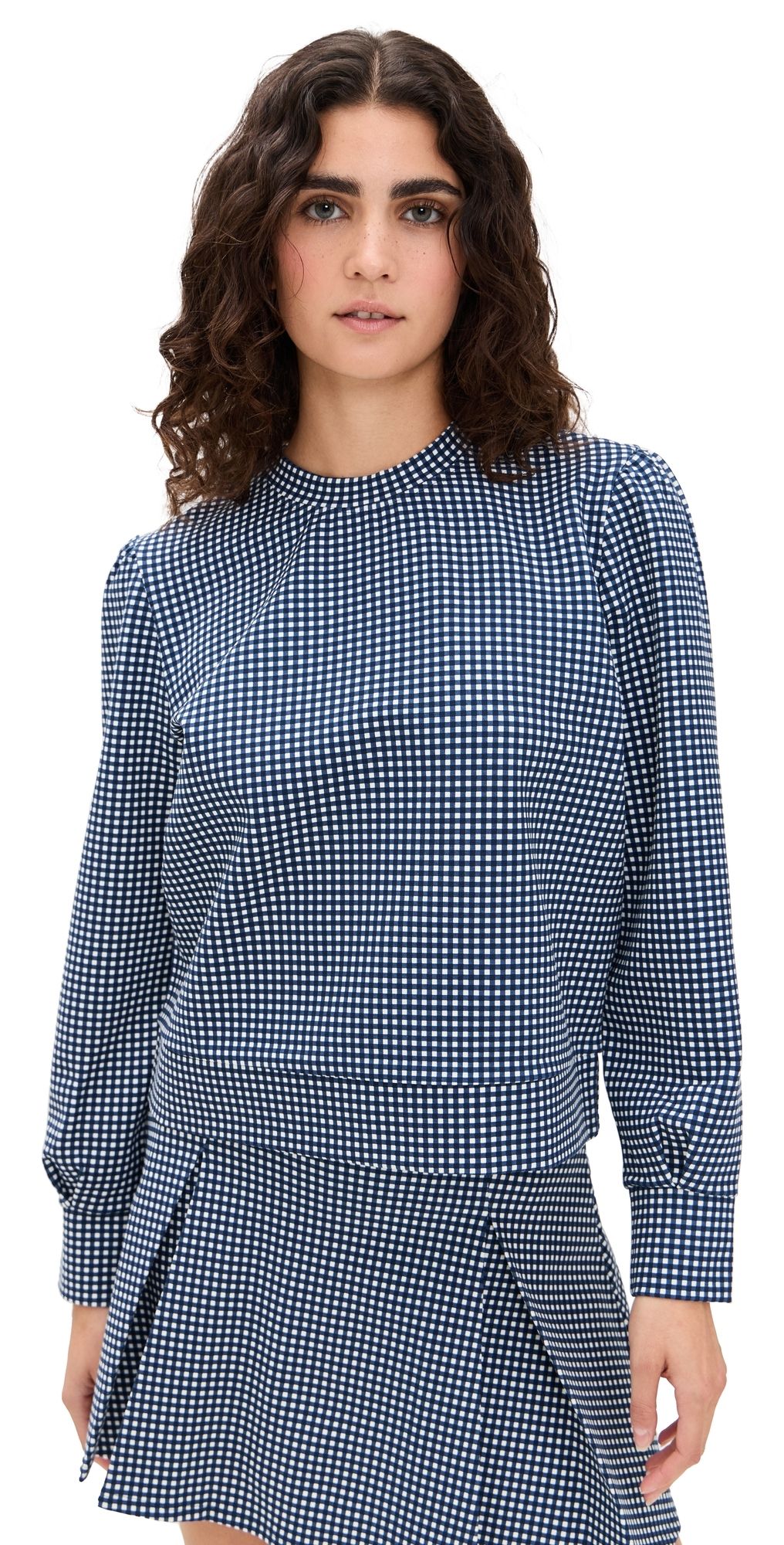 Addison Bay Beta Bow Pullover Navy Gingham XS