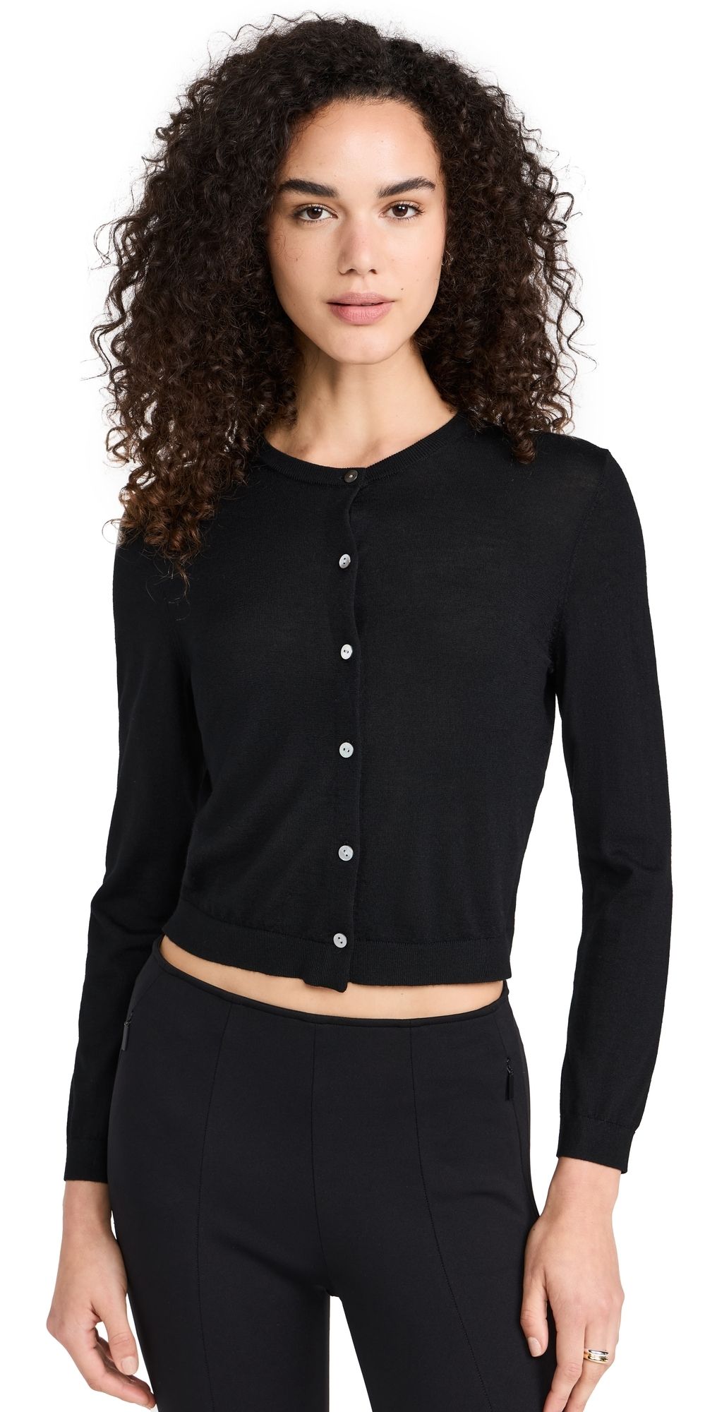 Theory Crop Crew Cardigan Black P