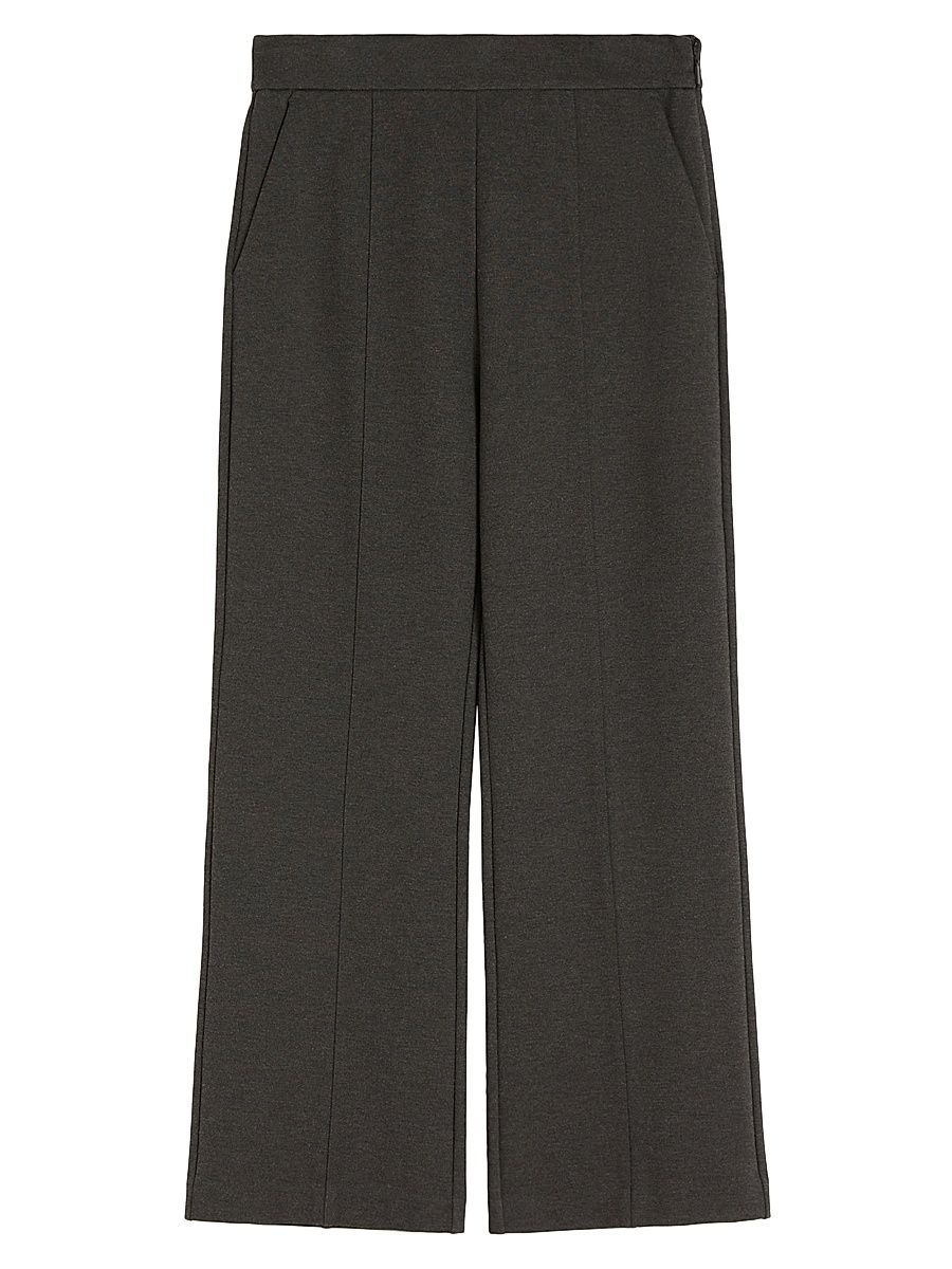 Women's Flared Jersey Trousers - Dark Grey Melange - Size XL