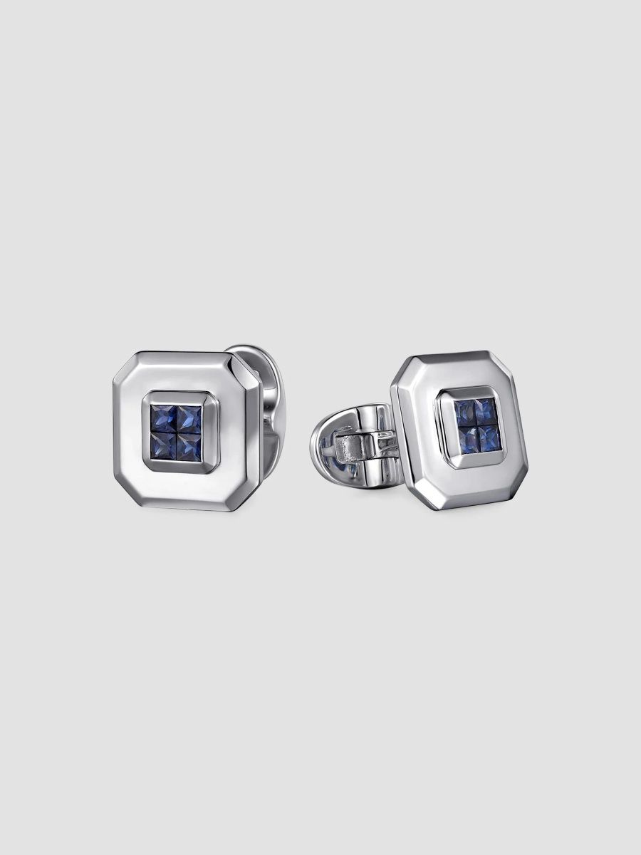 Gabriel & Co Men's Geo Sterling Silver & Princess-Cut Sapphire Octagon Cufflinks - Silver