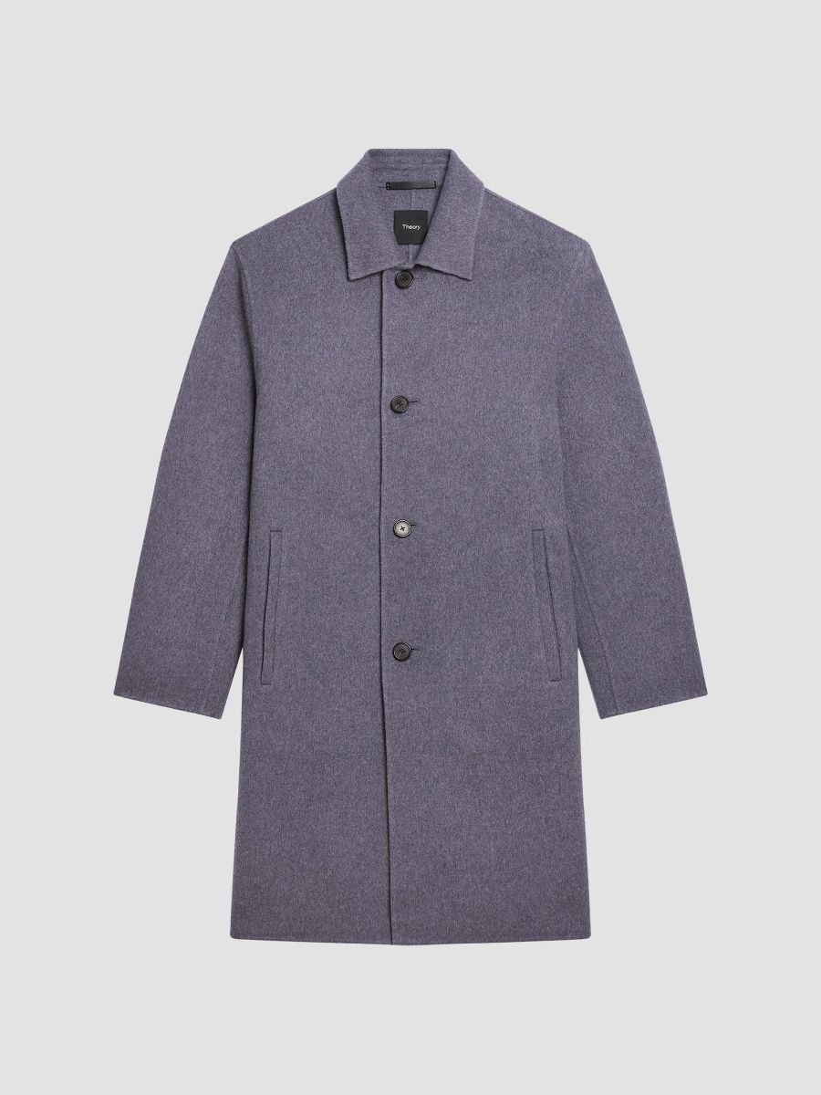 Theory Men's Mac Wool-Blend Coat - Carbon Melange - Size Large