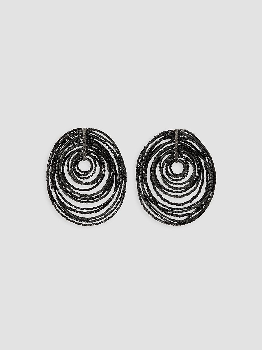 Women's Hematite and Sterling Silver Earrings - Black