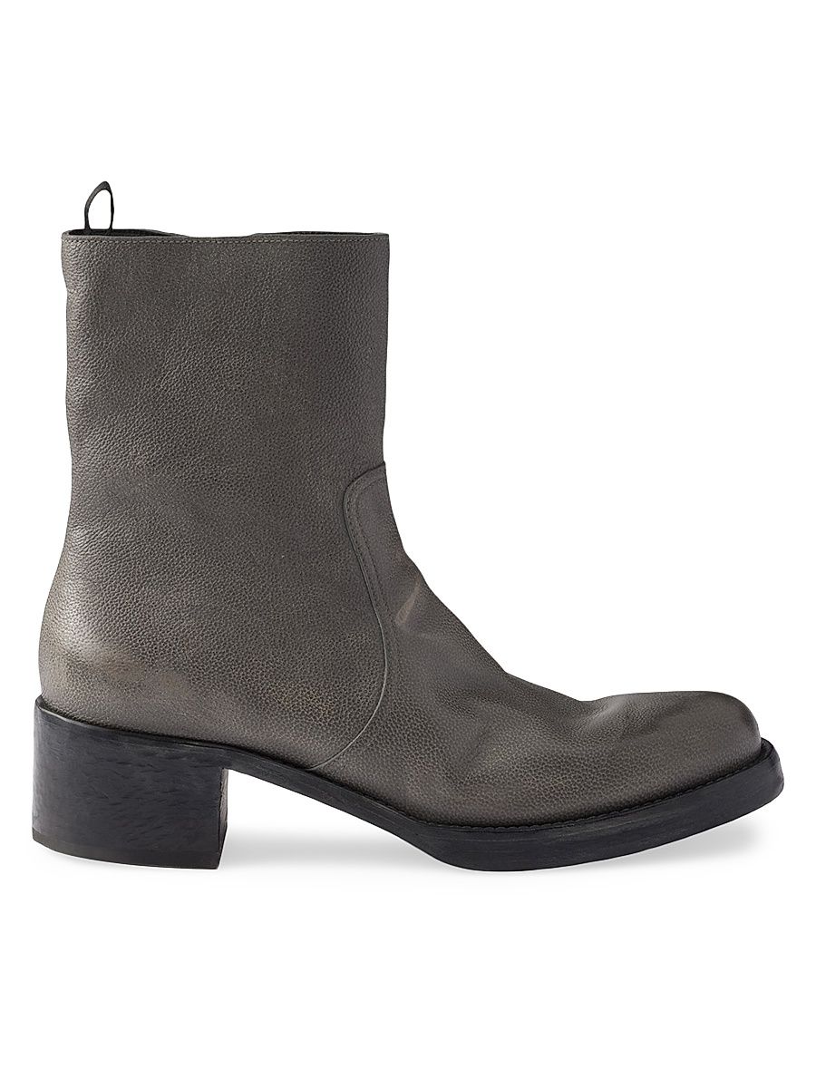 Men's Leather Booties - Grey - Size 5