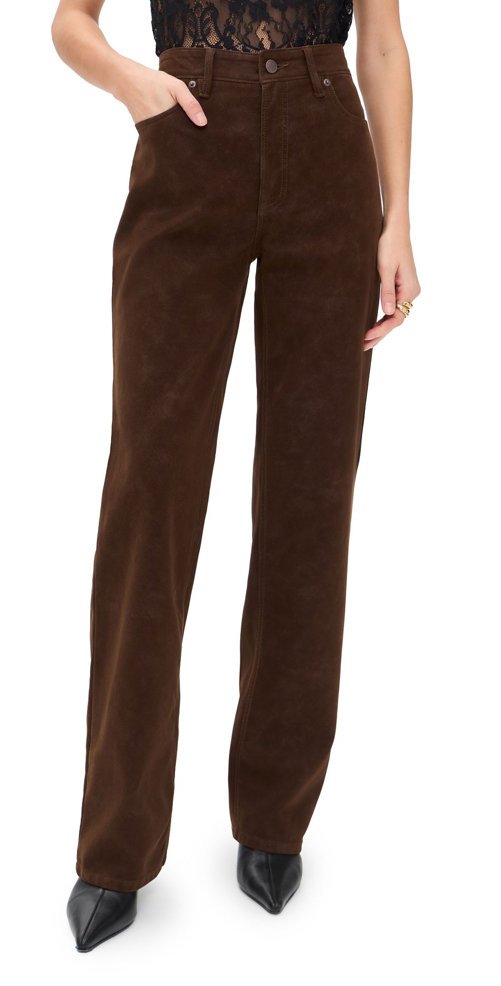 Good American Better Than Suede Good True Straight Pants Cacao 12