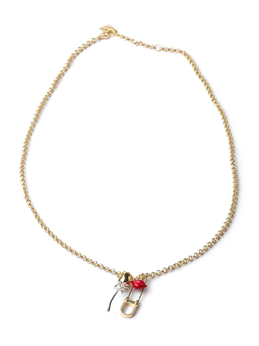 Women's Enameled Metal Necklace - Gold Multi