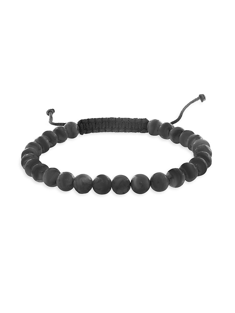 Men's Hematite Beaded Bracelet - Sterling Silver