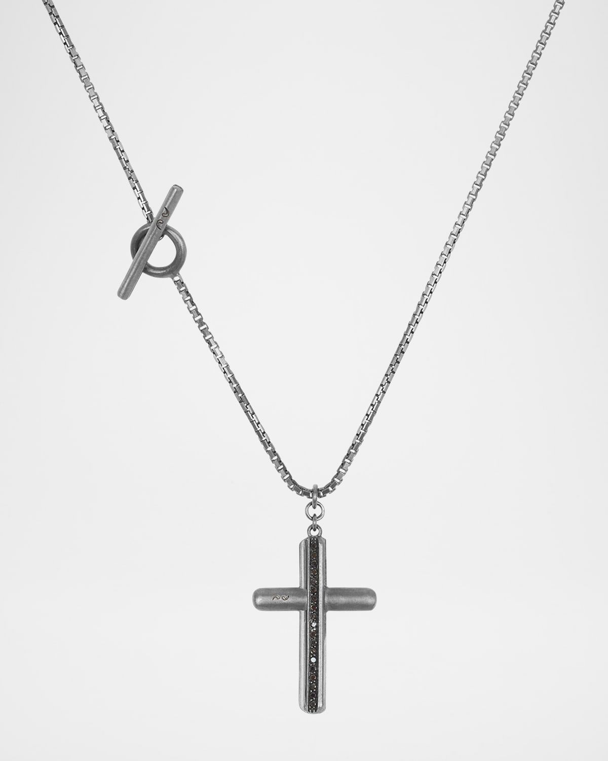 Men & apos;s Acies Triple Black Diamond Cross Pendant Necklace