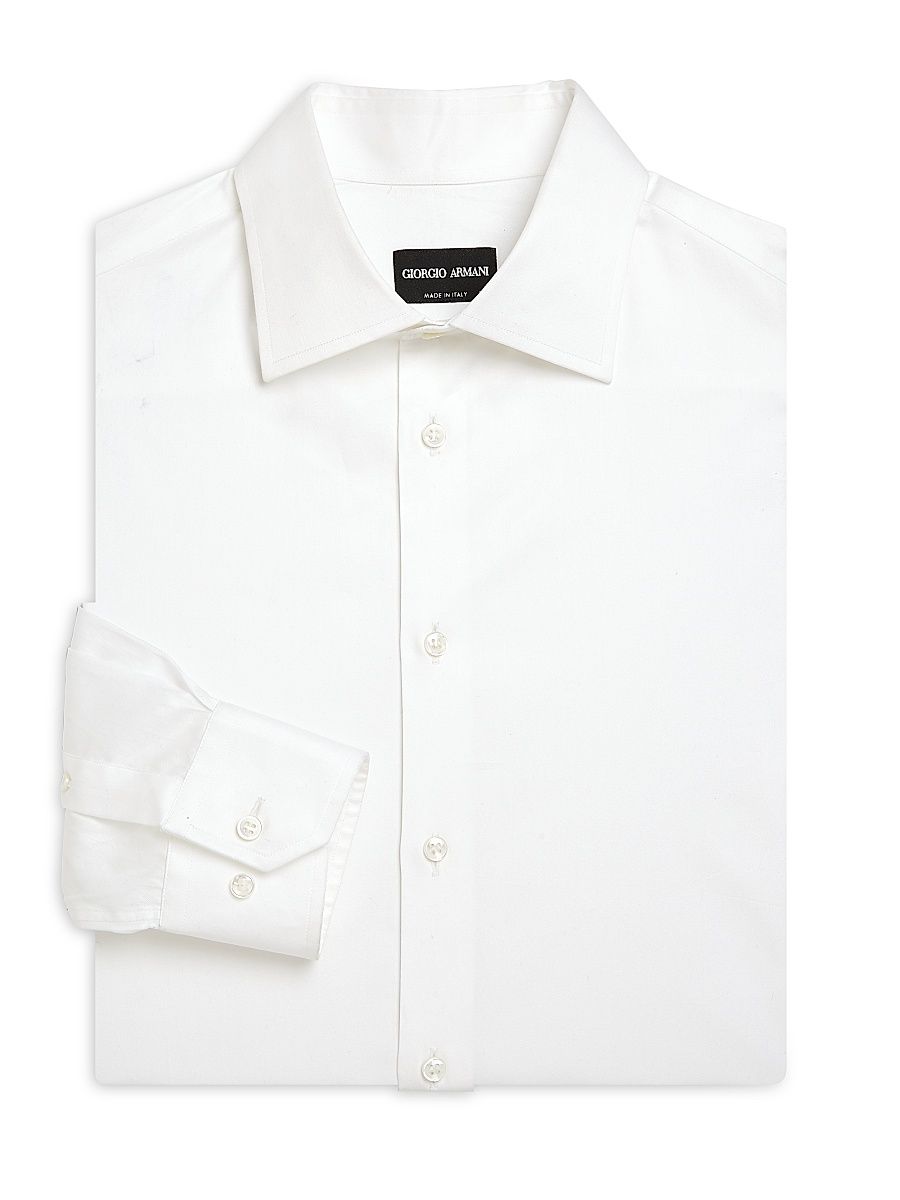 Men's Regular-Fit Cotton Dress Shirt - White - Size 17