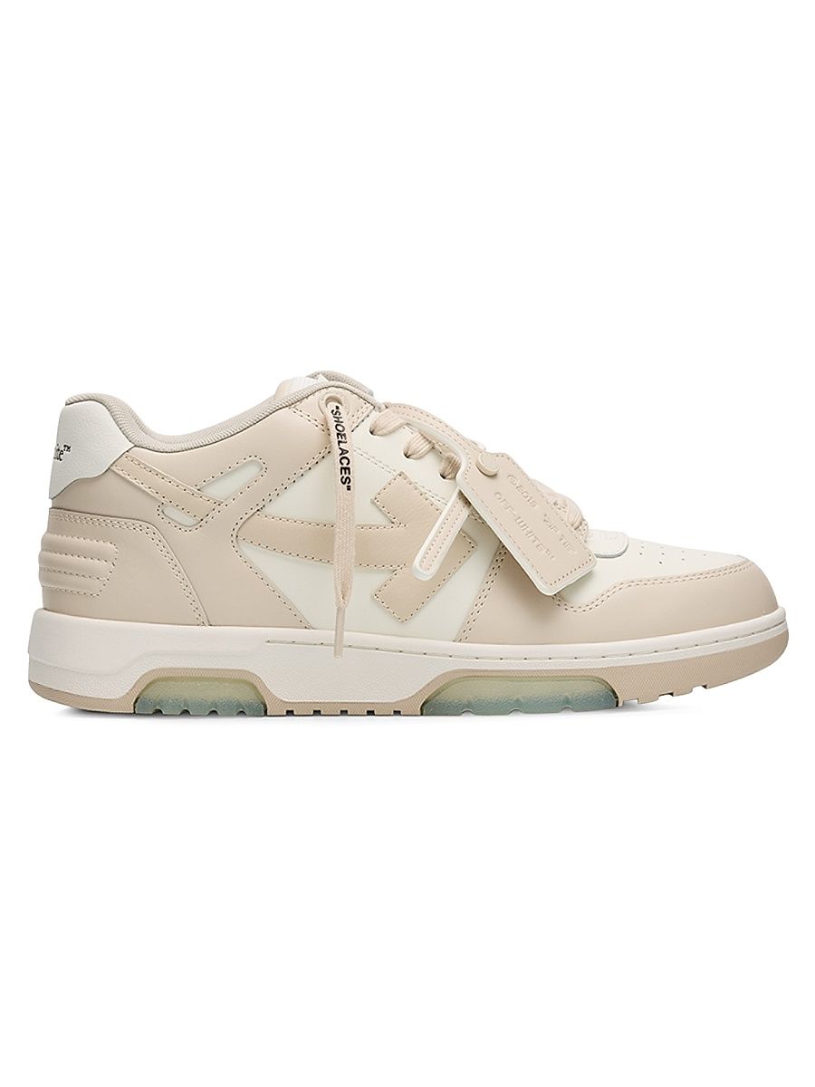 Men's Out of Office Leather Low-Top Sneakers - Beige - Size 8
