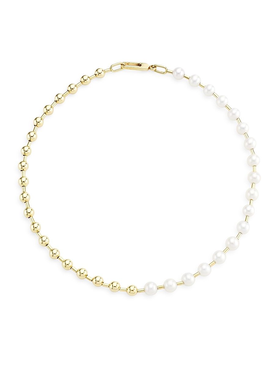 Women's 14K Yellow Gold & Freshwater Pearl Beaded Necklace - Gold