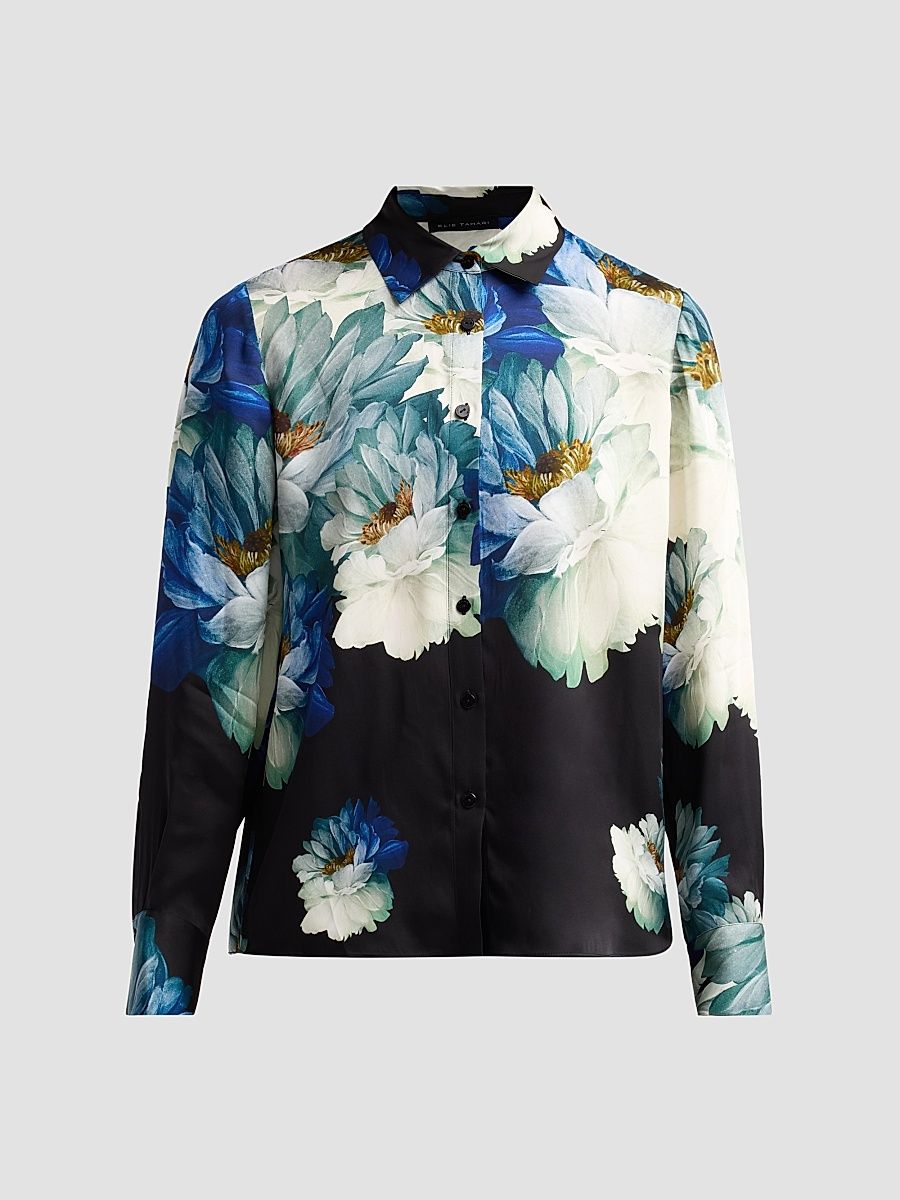 Women's Madeline Floral Silk-Blend Blouse - Twilight Floral Print - Size XS