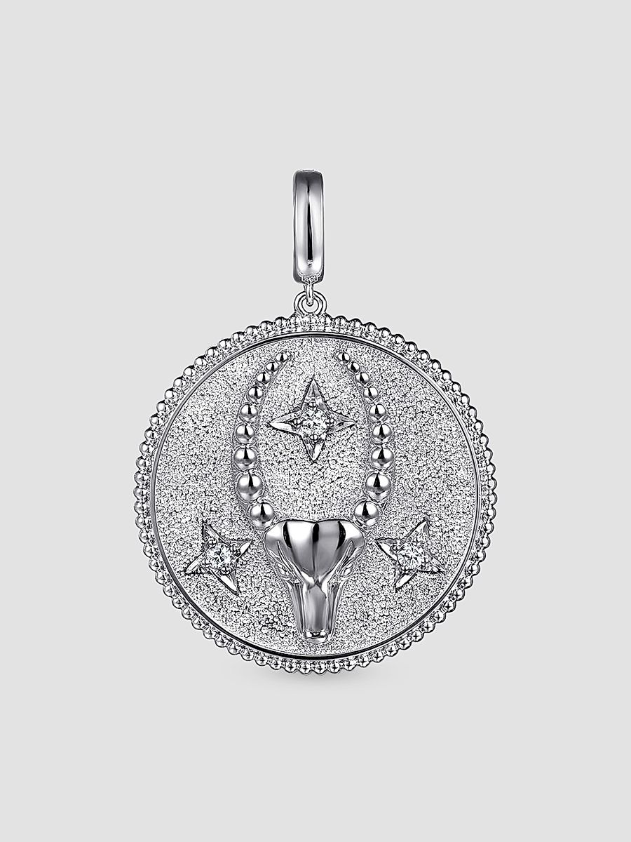 Gabriel & Co Women's Bujukan Sterling Silver & White Sapphire Capricorn Medallion - Sterling Silver