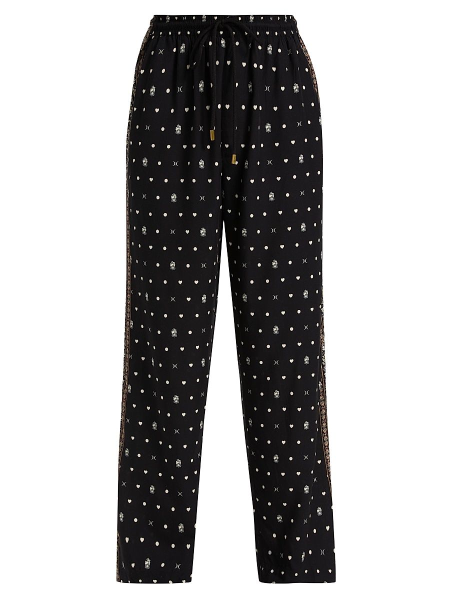 Men's Polka Dot & Floral-Stripe Drawstring Pants - Flamenco Folklore - Size Large