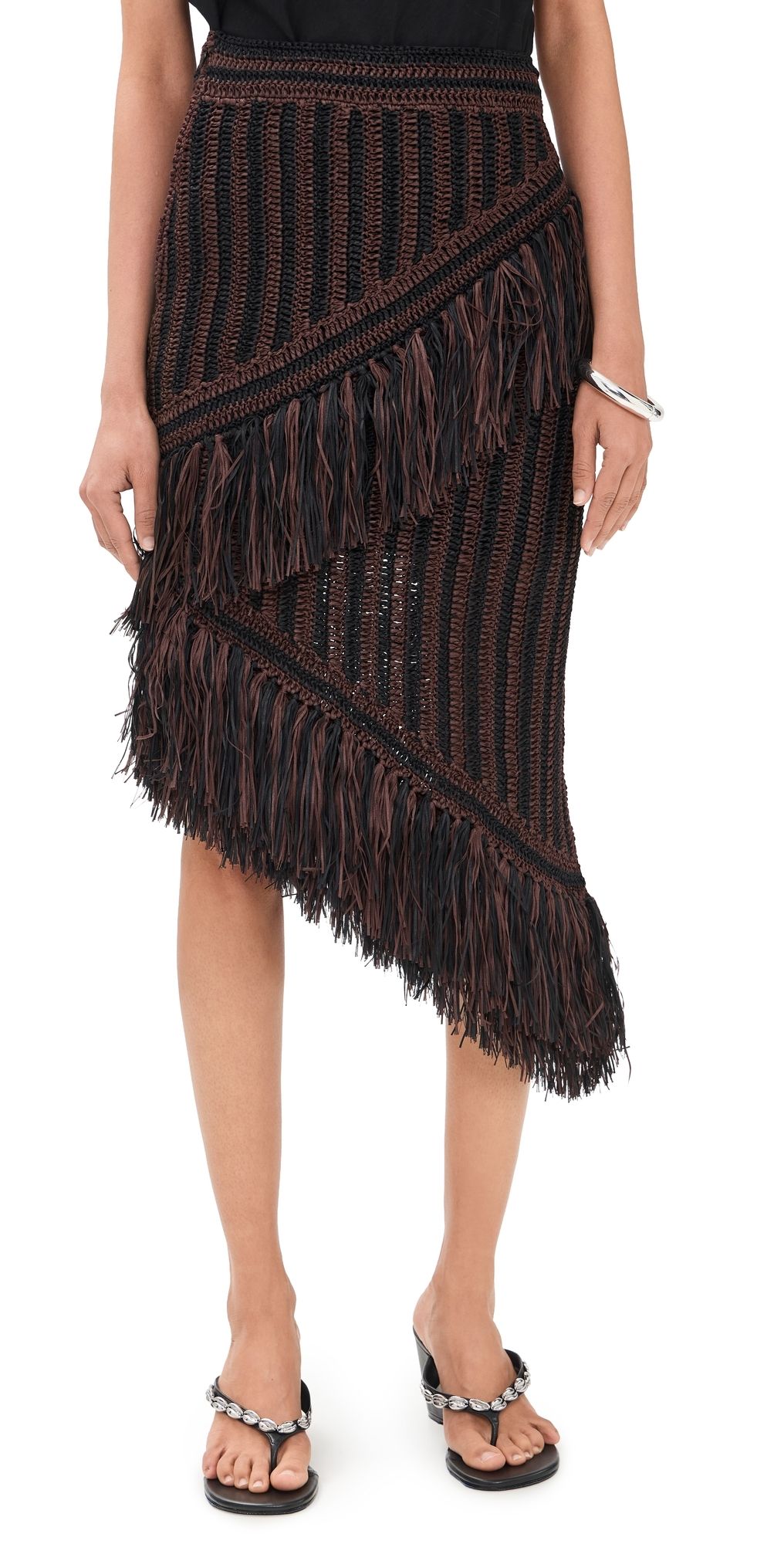 SIMONMILLER Beja Midi Skirt Choco Brown/Black Combo XL