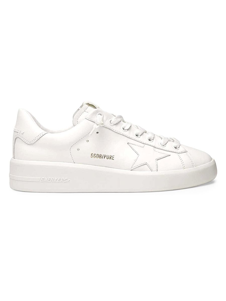 Men's Pure Star Leather Low-Top Sneakers - Optic White - Size 13