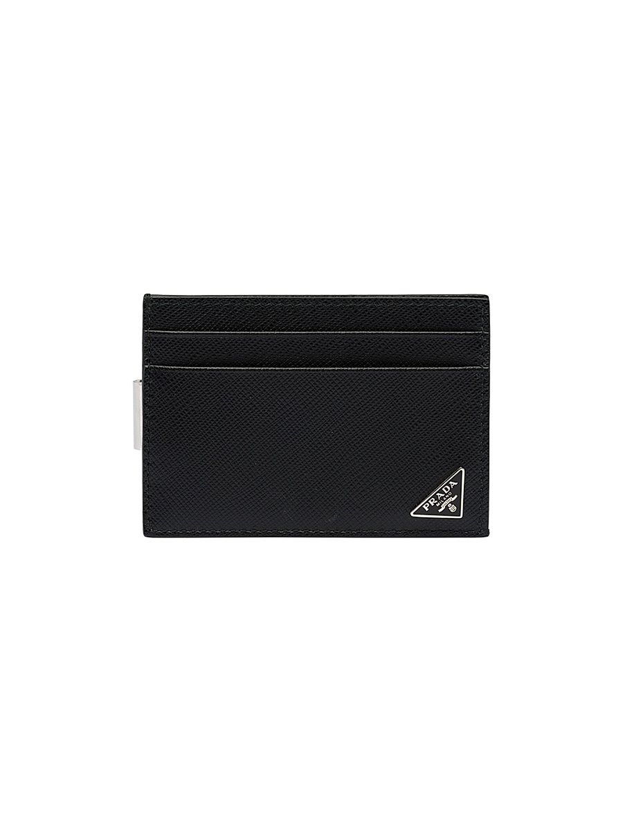 Men's Saffiano Leather Card Holder - Black