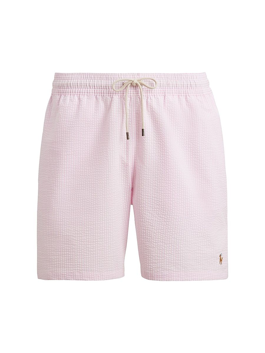 Men's Traveler Mid-Length Swim Trunks - Carmel Pink Seersucker - Size XXL