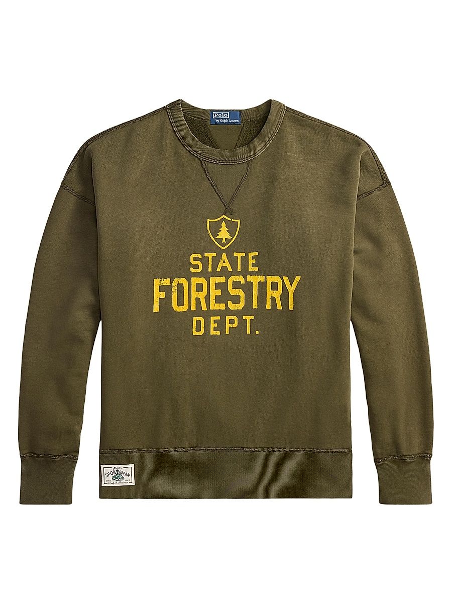 Men's Graphic Vintage-FIt Fleece Crewneck Sweatshirt - Company Olive - Size XXL