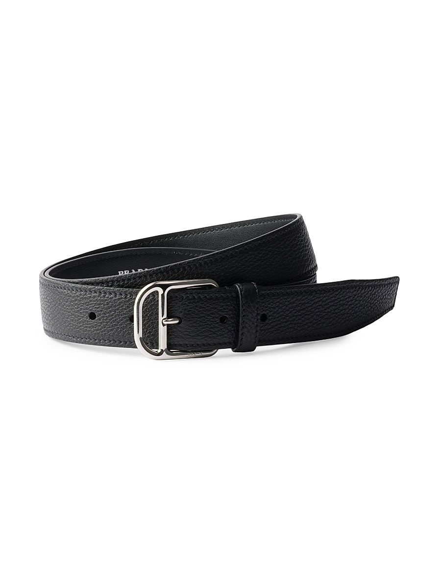Men's Leather Belt - Black - Size 42