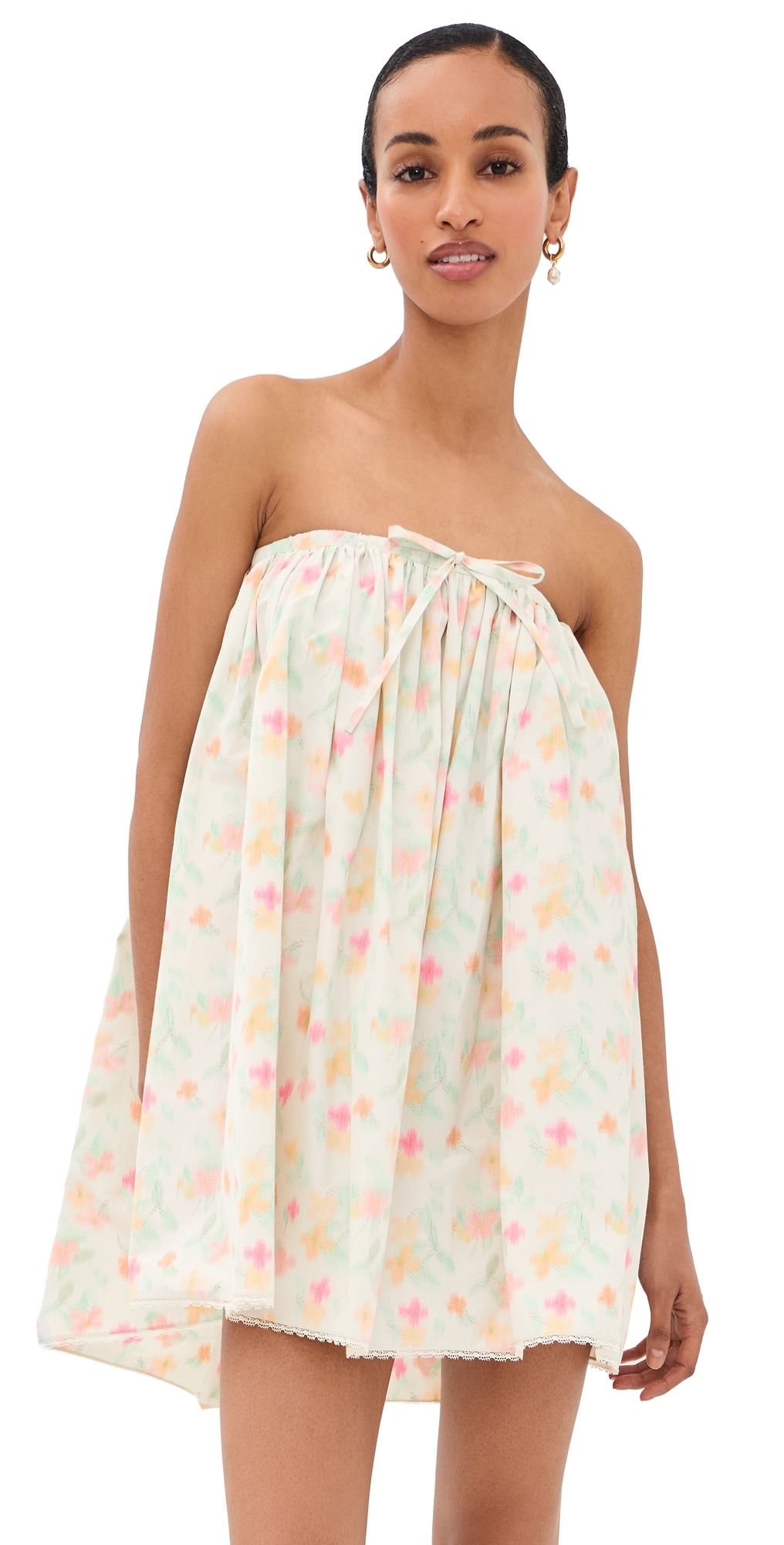 Bernadette Babydoll Dress Chine Falling Clematis/White 42