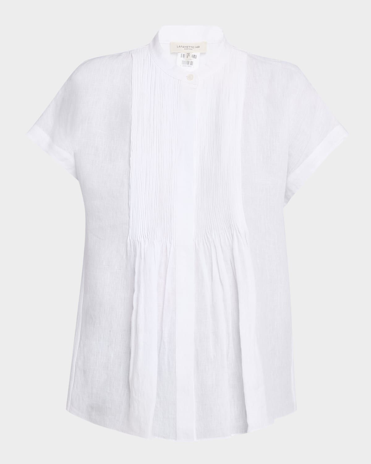 Ruched Pintuck Linen Blouse
