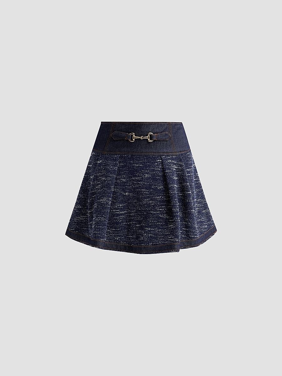 Women's Diana Denim-Tweed Mini Skirt - Navy Tweed - Size 12