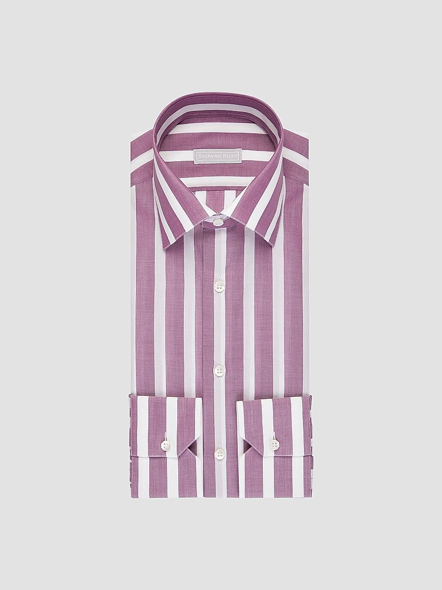 Stefano Ricci Men's Handmade Torino Shirt - Red White - Size 17.75
