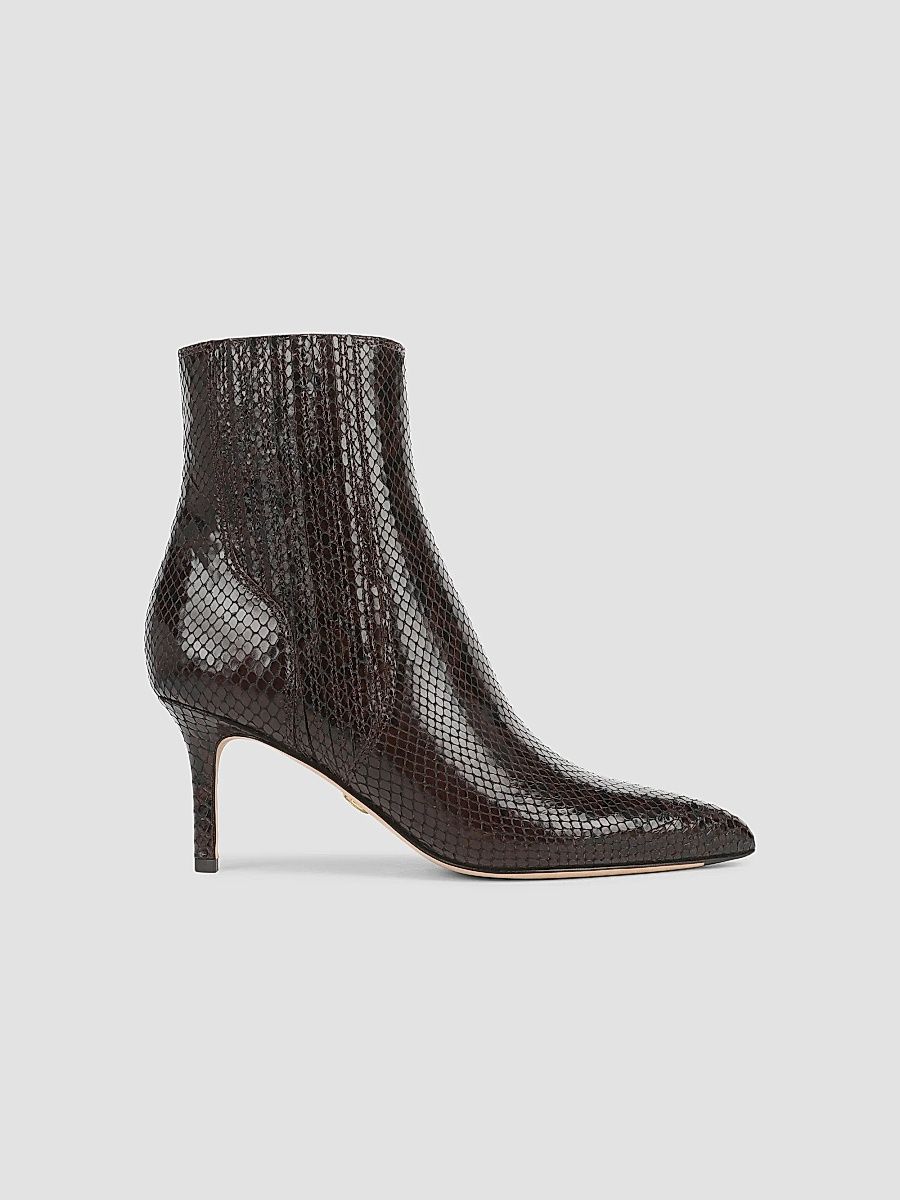 Women's Lisa 70MM Snake-Embossed Leather Ankle Boots - Espresso - Size 12