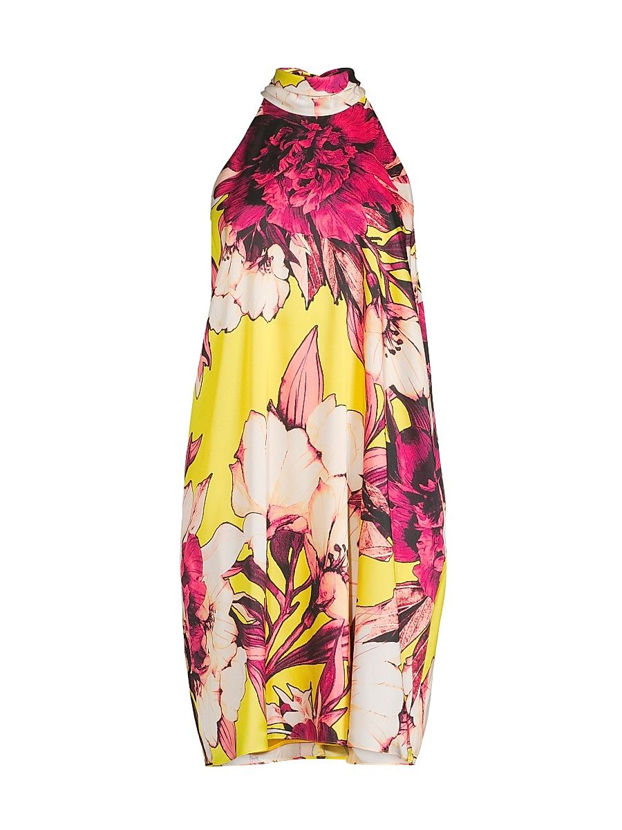 Women's Zoey Floral Halterneck Minidress - Zest Multi - Size XXL