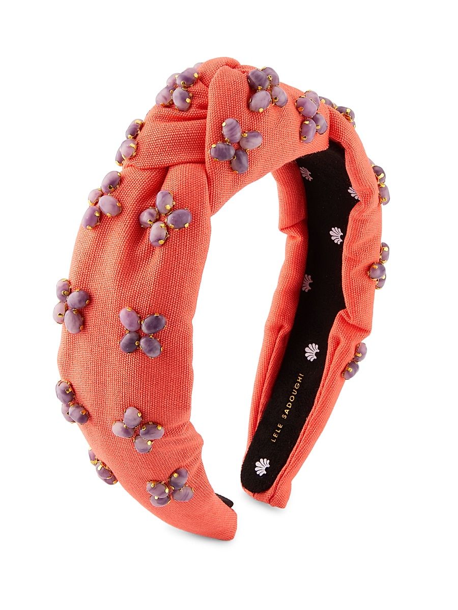 Women's Palm Beach Embellished Knotted Headband - Lt Coral