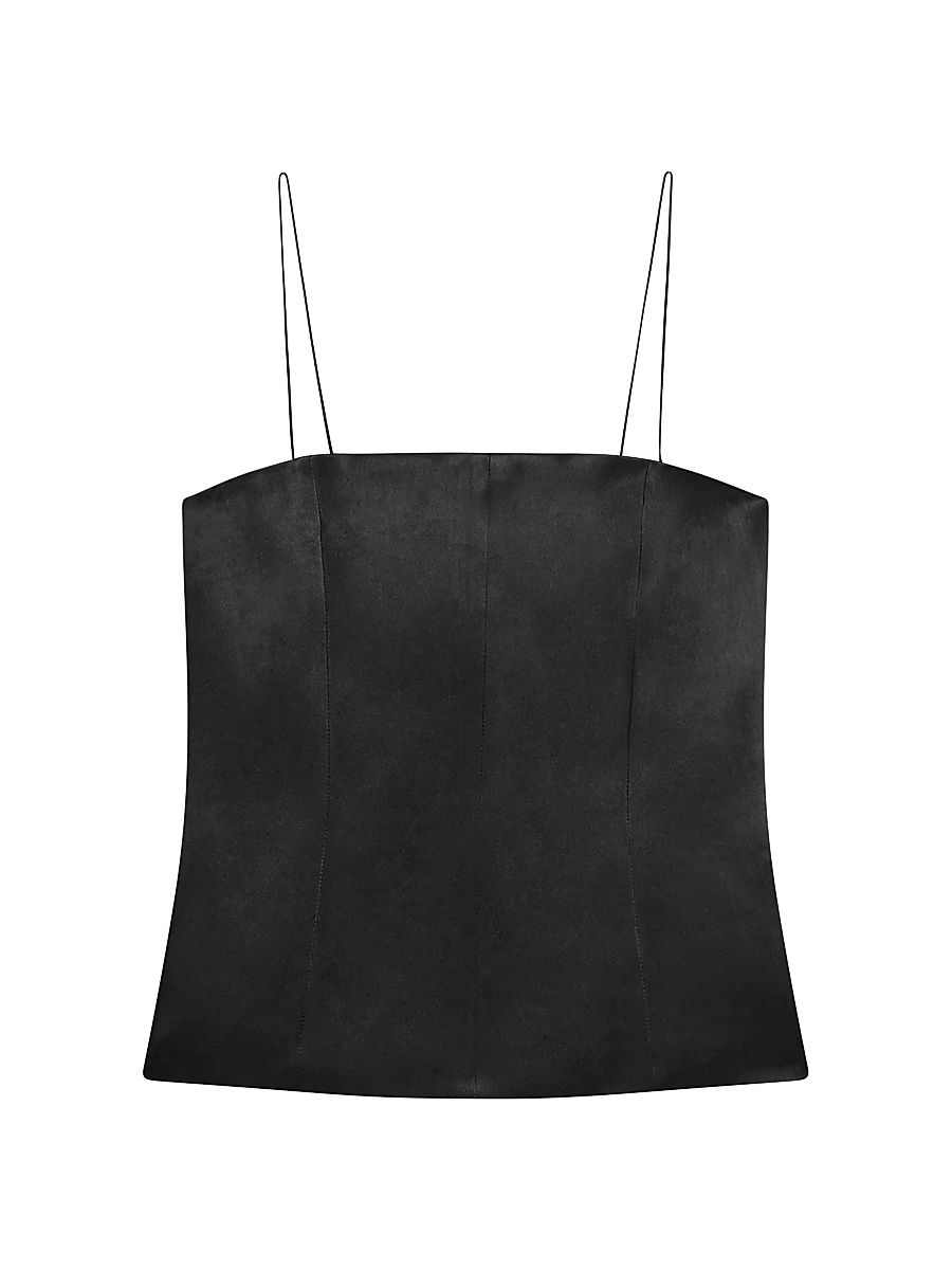Women's Minimal Satin Slip Top - Black - Size 12