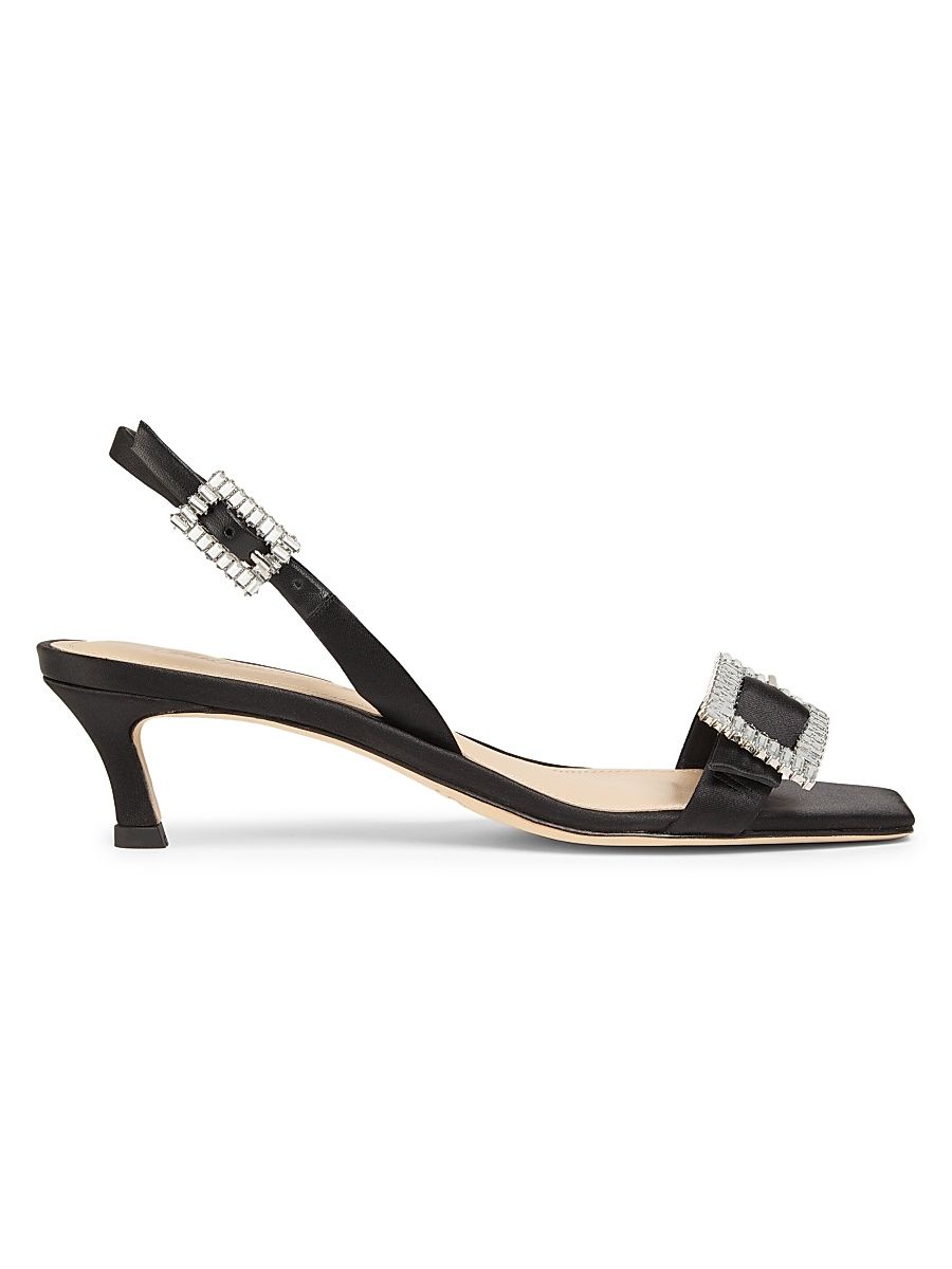 Women's 45MM Satin Slingback Sandals - Black - Size 7