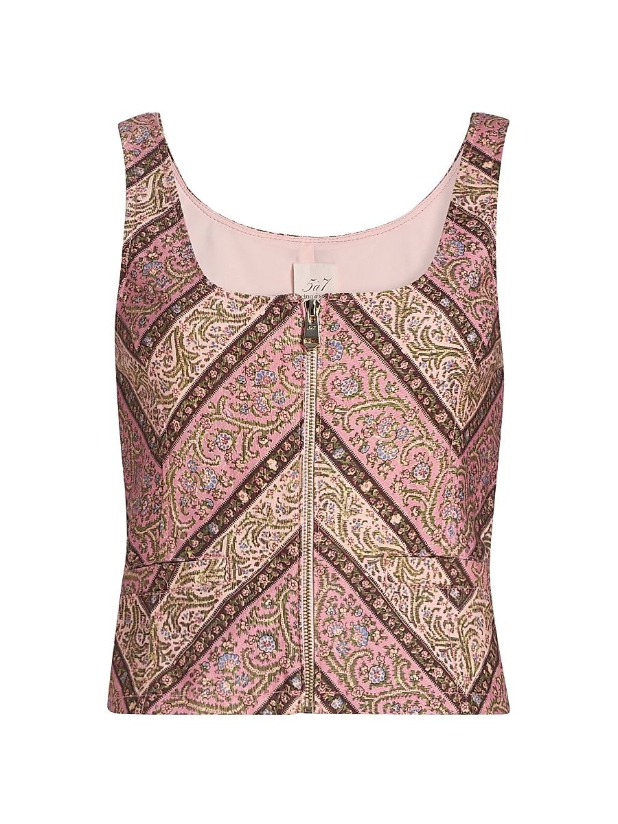 Women's Nicole Pepper Paisley Denim Top - Amour Pink Multi - Size XS