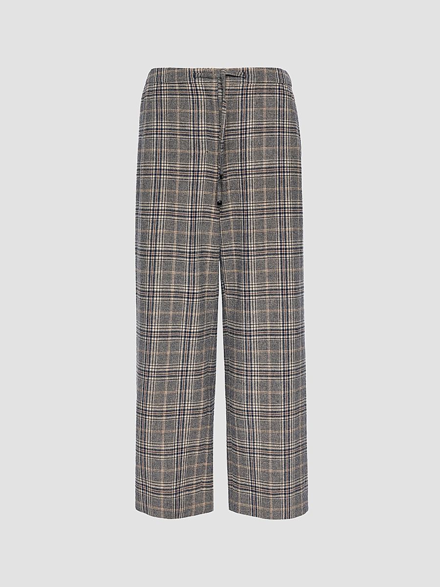 Women's Chequered Flannel Joggers - Ultramarine - Size 16