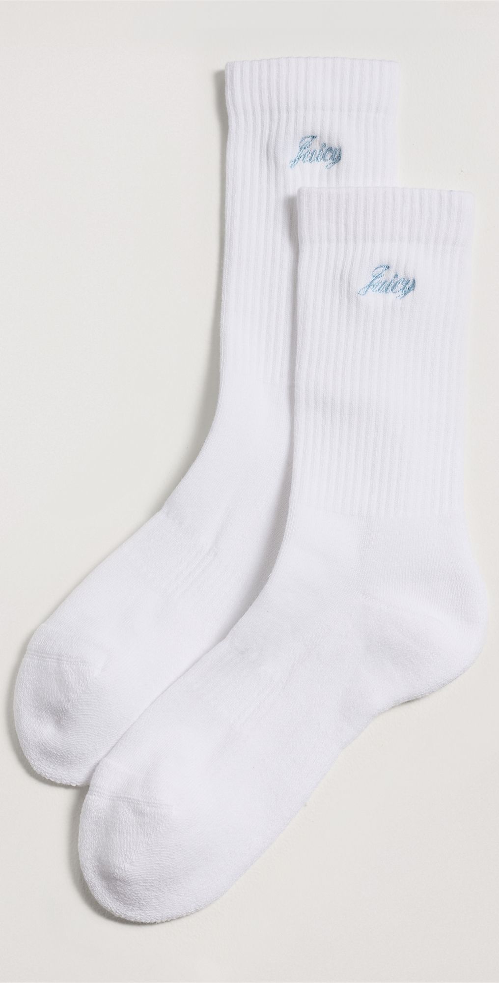Sporty & Rich Juicy Script Socks White/Sky Blue One Size