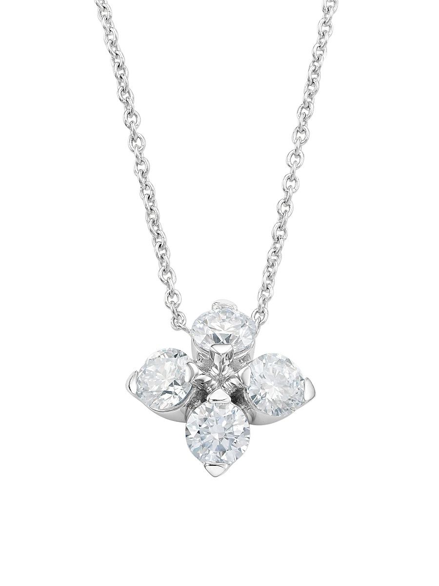 Women's Love In Verona 18K White Gold & Diamond Flower Pendant Necklace - White