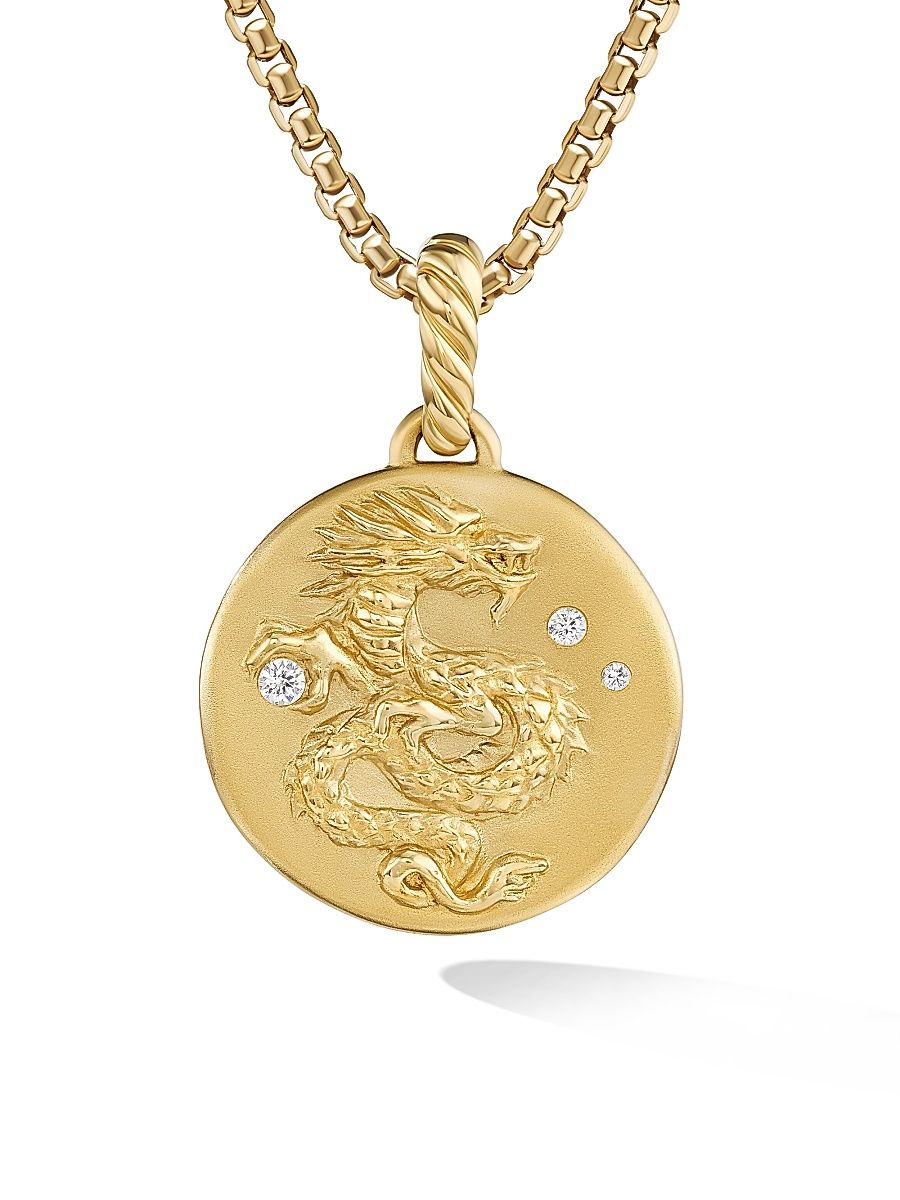 Women's Dragon Amulet in 18K Yellow Gold with Diamonds - Diamond