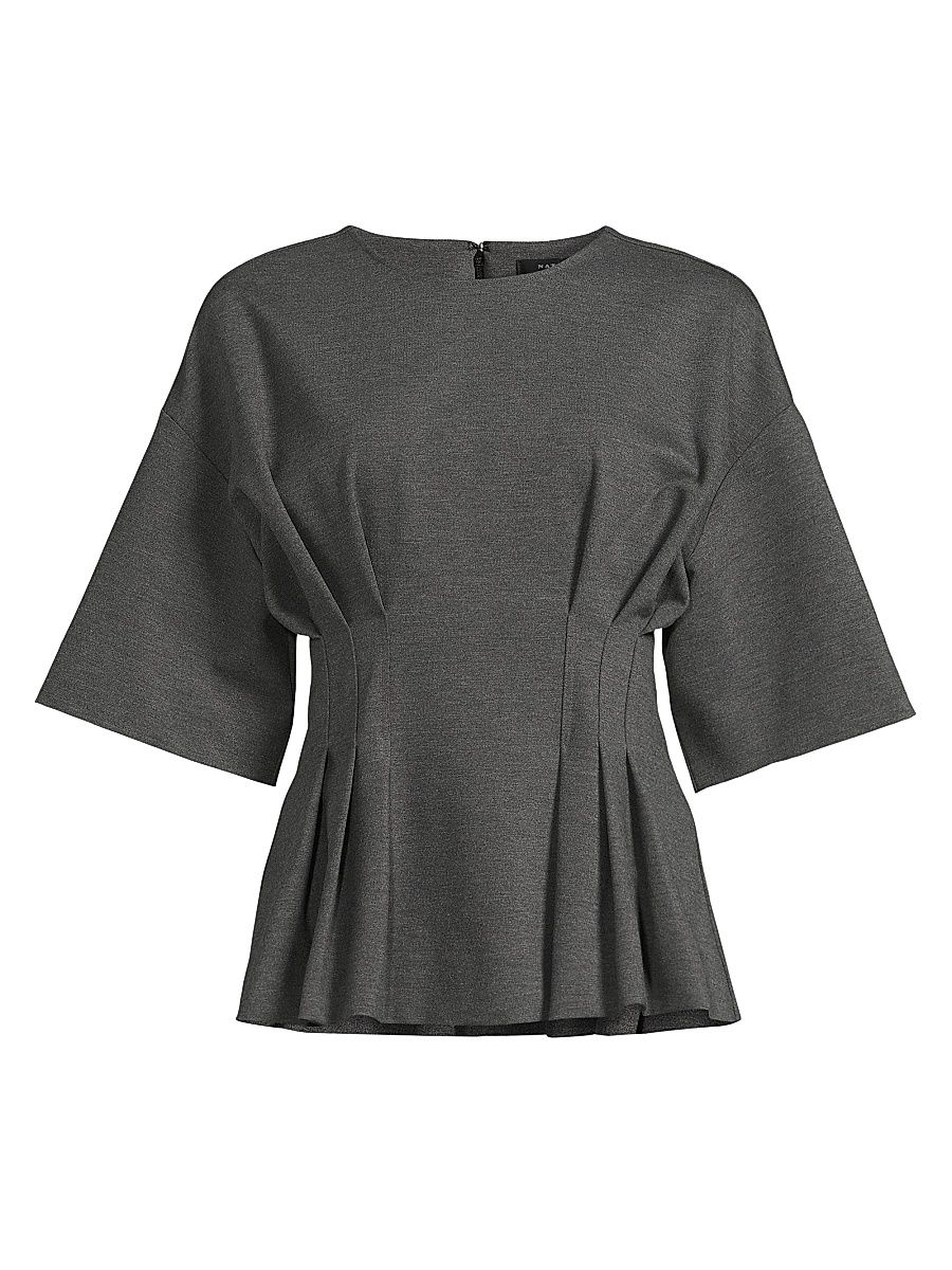 Women's Compact Knit Pleat Release Top - Dark Heather Grey - Size 12