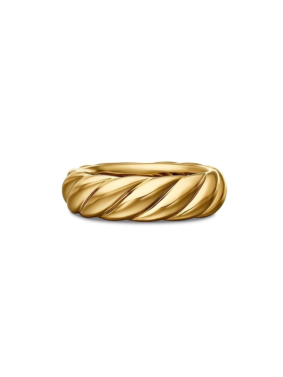 Women's Sculpted Cable Band Ring In 18K Yellow Gold - Gold - Size 7