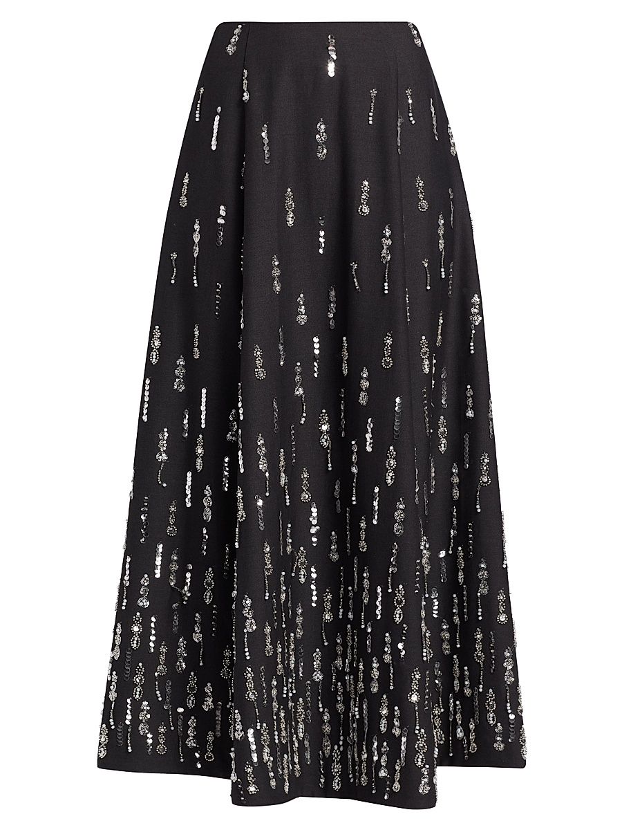 Women's Selene Embellished Midi-Skirt - Charcoal Multi - Size 16
