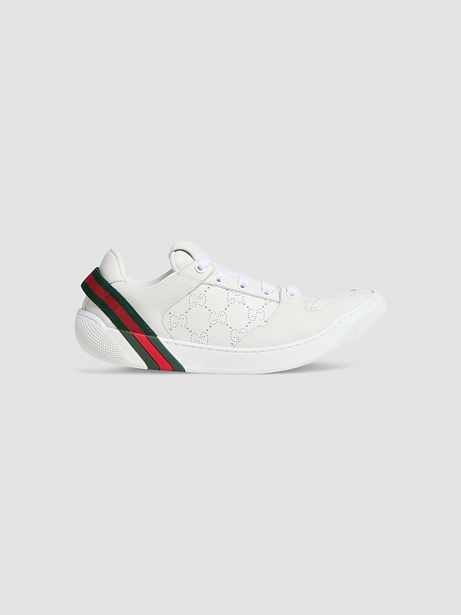 Women's Screener Perforated Leather Low-Top Sneakers - White - Size 12