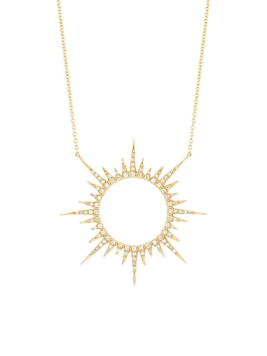 Women's 14K Yellow Gold & 0.42 TCW Diamond Open Starburst Pendant Necklace - Yellow Gold