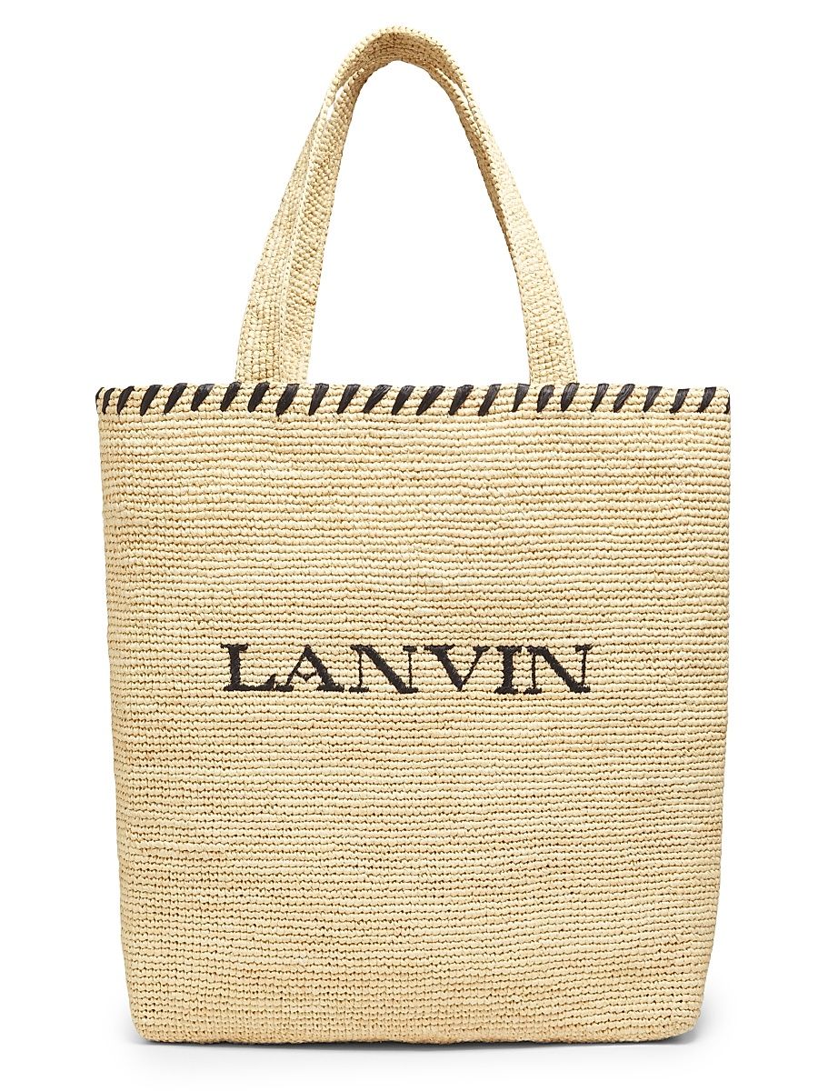 Women's Logo Raffia Tote - Natural Black