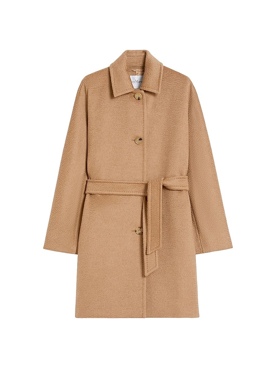 Women's Camel Coat with Belt - Camel - Size 16