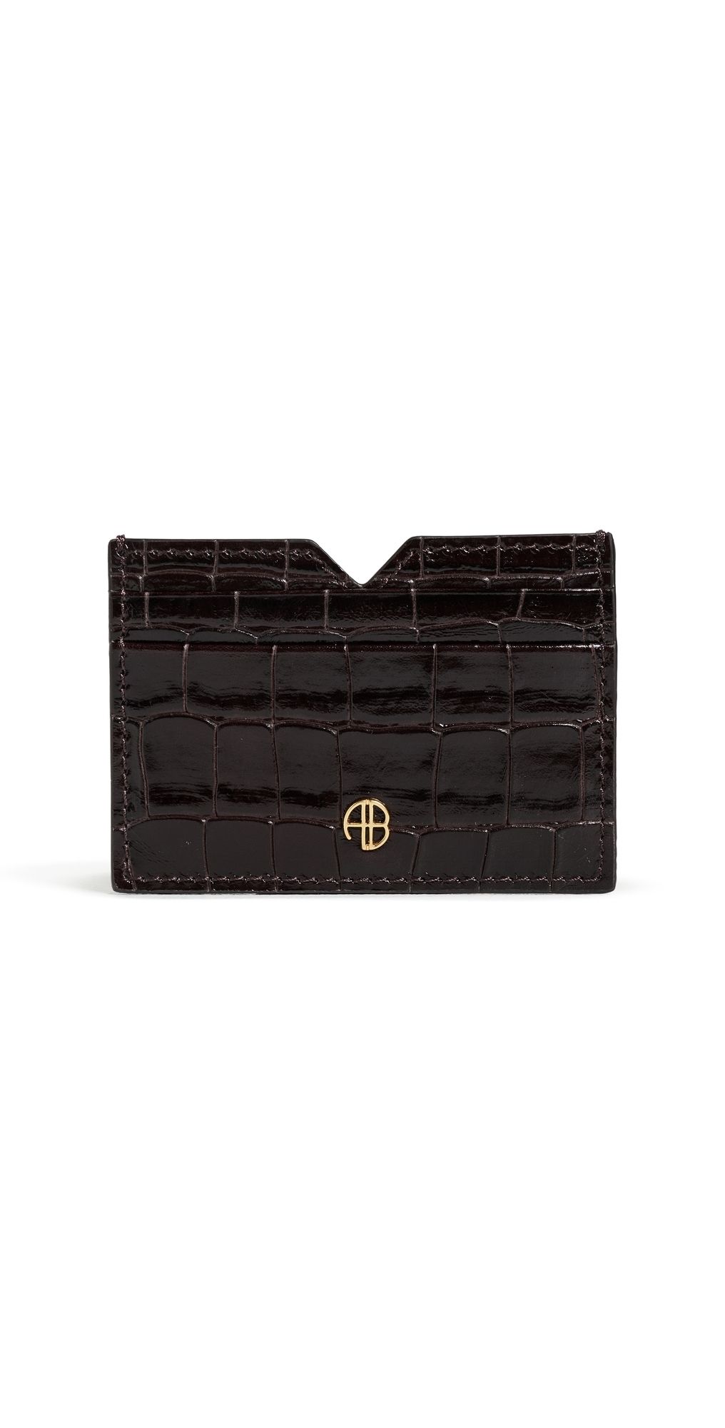 ANINE BING Calli Embossed Card Holder Dark Brown One Size