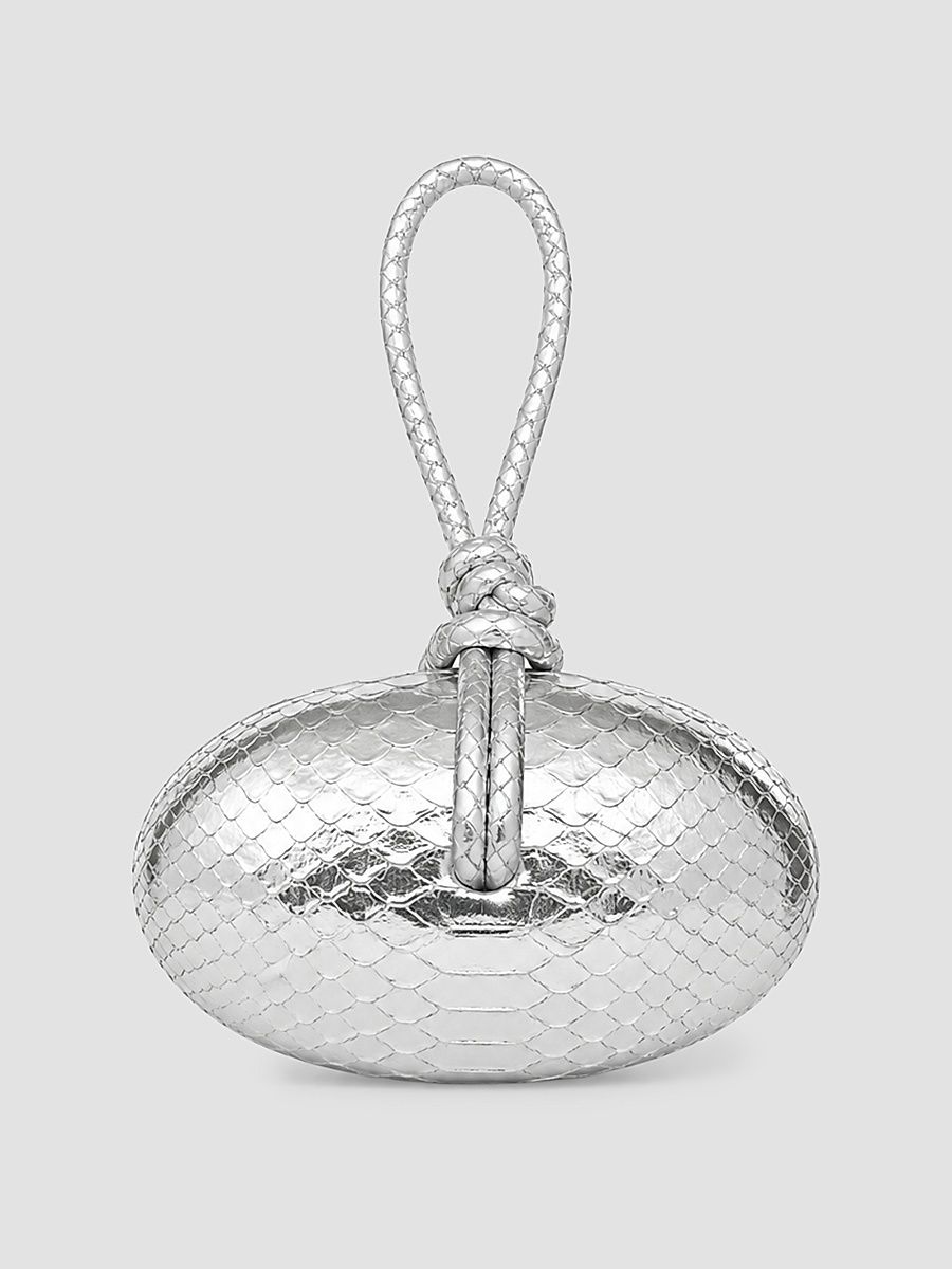 Women's The Lolita Mini Snakeskin-Embossed Leather Clutch - Silver