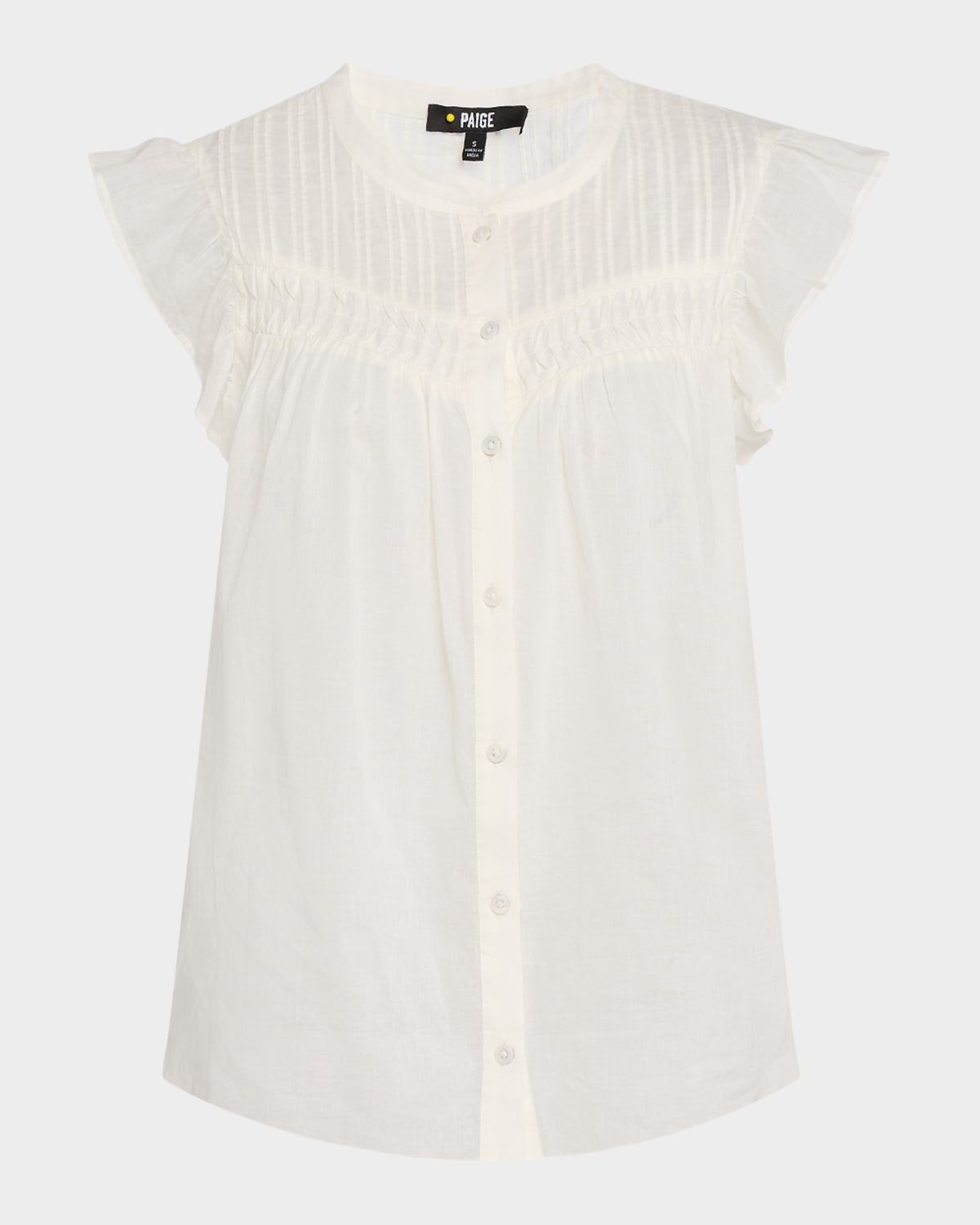 Levanto Ruffle Short-Sleeve Button-Down Blouse