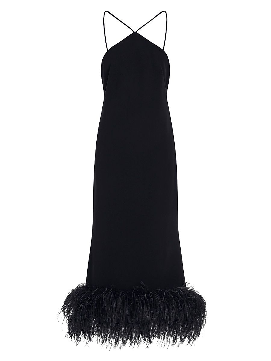 Women's Ade Feather-Trimmed Cocktail Dress - Nero - Size 10