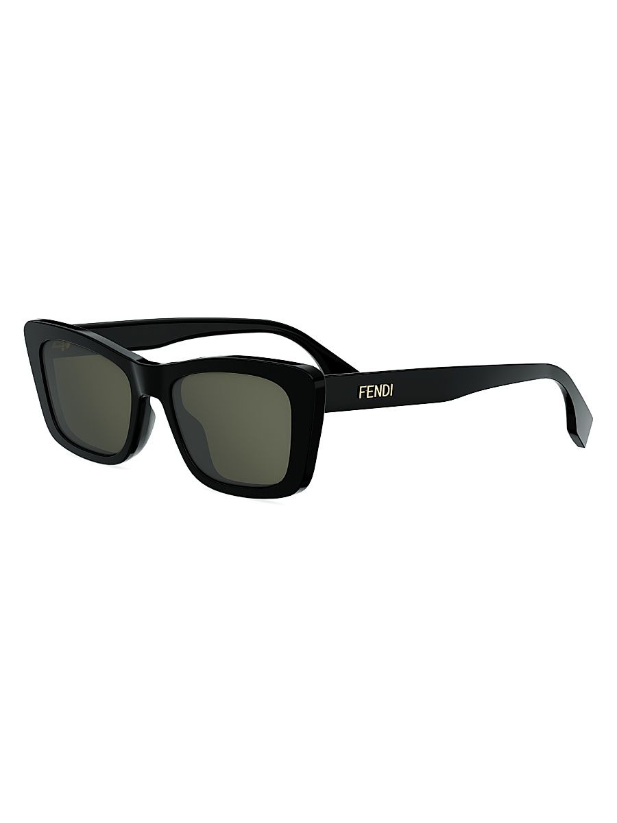 Women's Lettering 53MM Geometric Sunglasses - Shiny Black And Green
