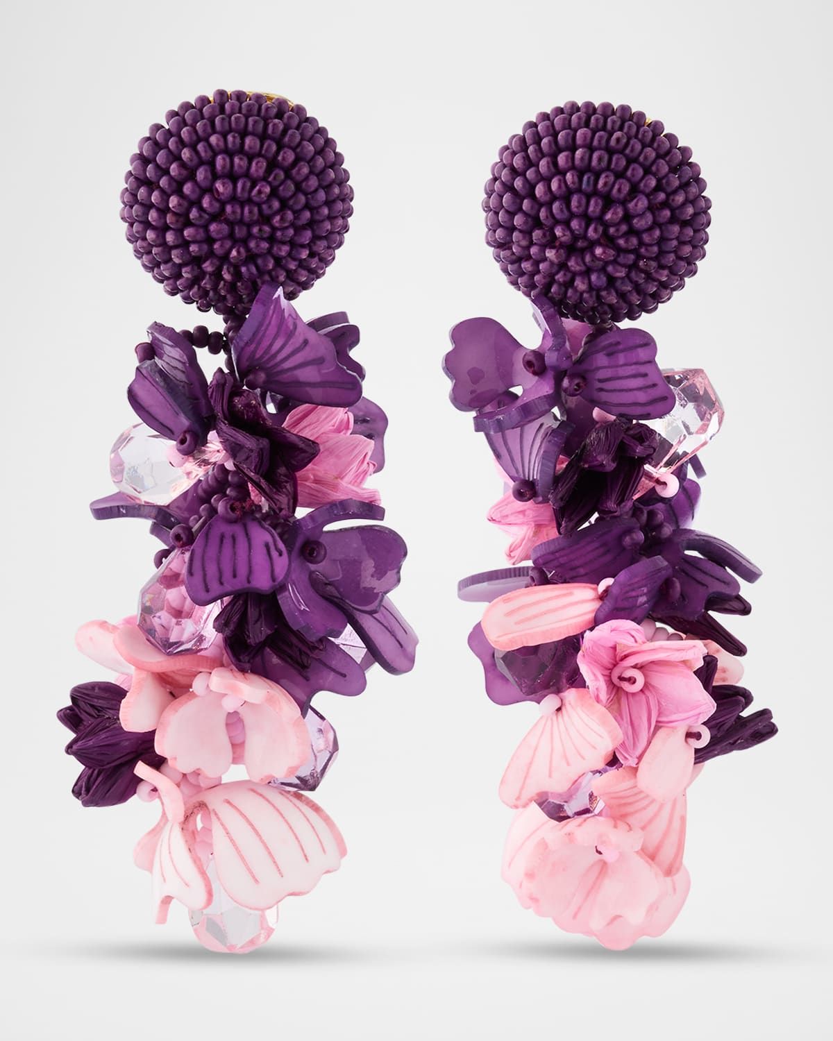 Plexy and Raffia Flowers Earrings